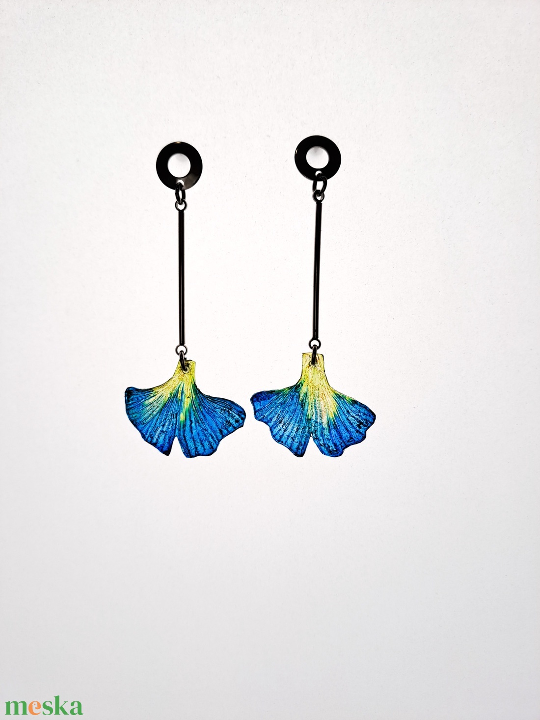 Ginkgo fülbevaló - fenntartható ékszer - ékszer - fülbevaló - lógó fülbevaló - Meska.hu