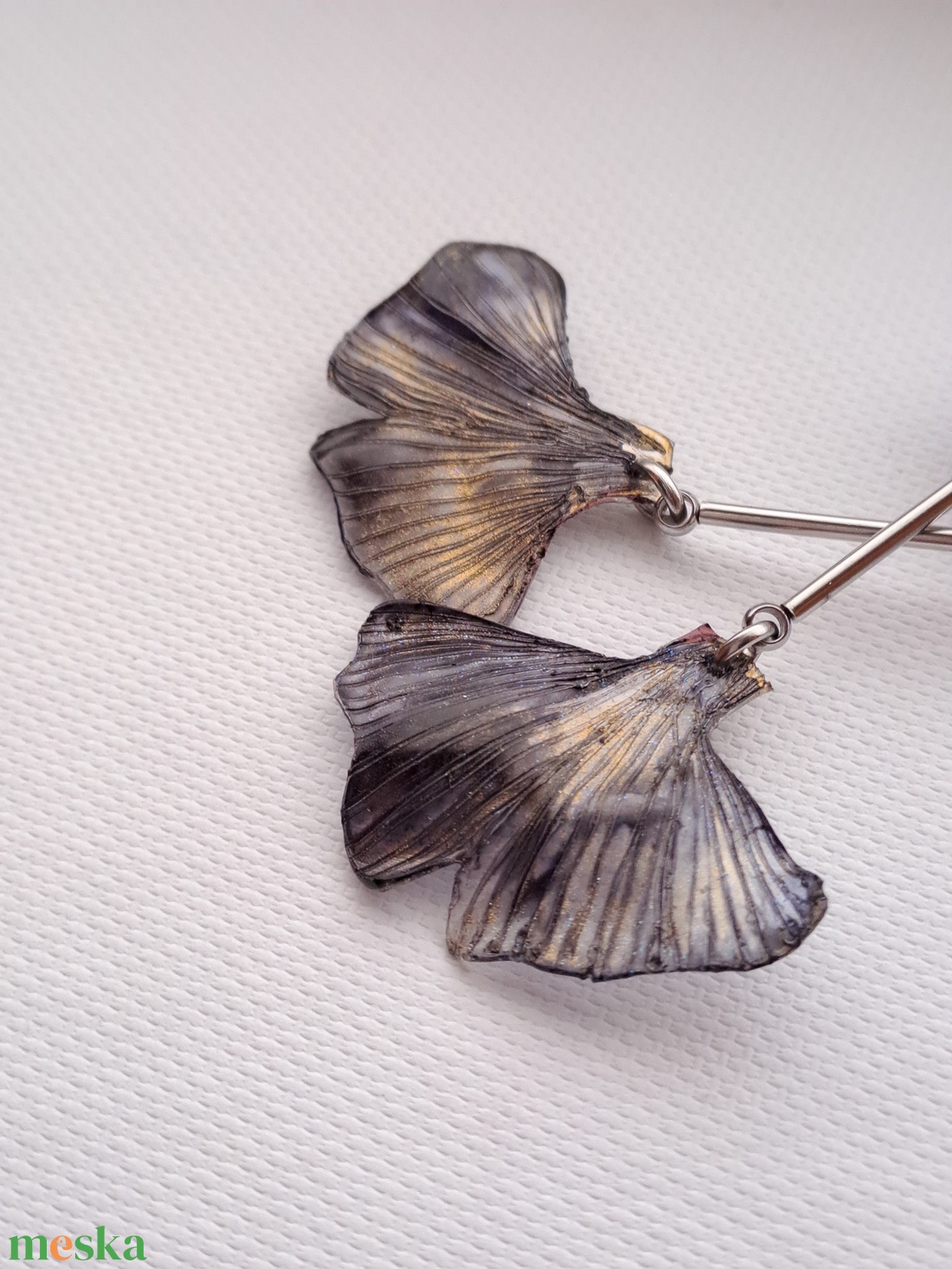 Ginkgo fülbevaló - fenntartható ékszer - ékszer - fülbevaló - lógó fülbevaló - Meska.hu