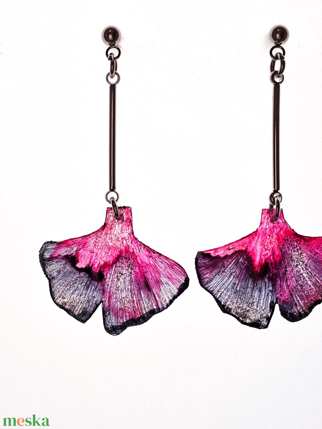 Ginkgo fülbevaló - fenntartható ékszer - ékszer - fülbevaló - lógó fülbevaló - Meska.hu