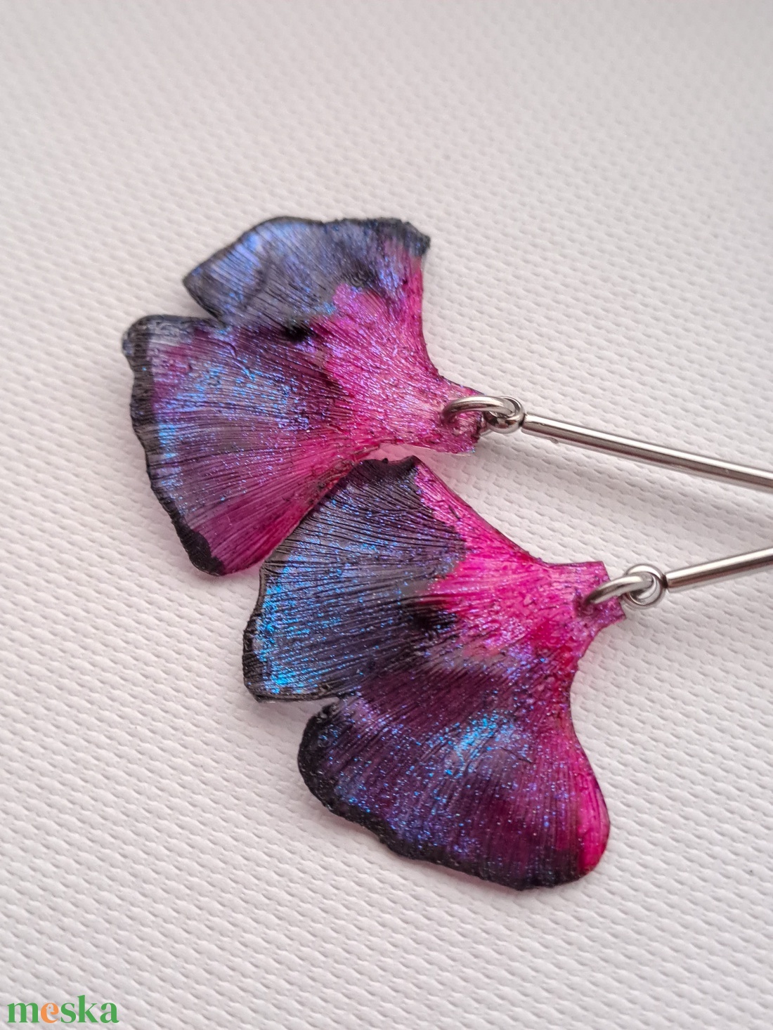 Ginkgo fülbevaló - fenntartható ékszer - ékszer - fülbevaló - lógó fülbevaló - Meska.hu