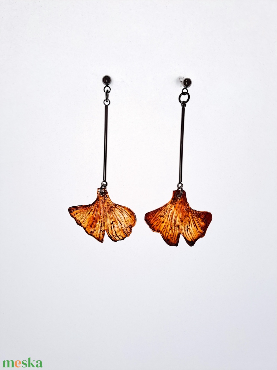 Ginkgo fülbevaló - fenntartható ékszer - ékszer - fülbevaló - lógó fülbevaló - Meska.hu