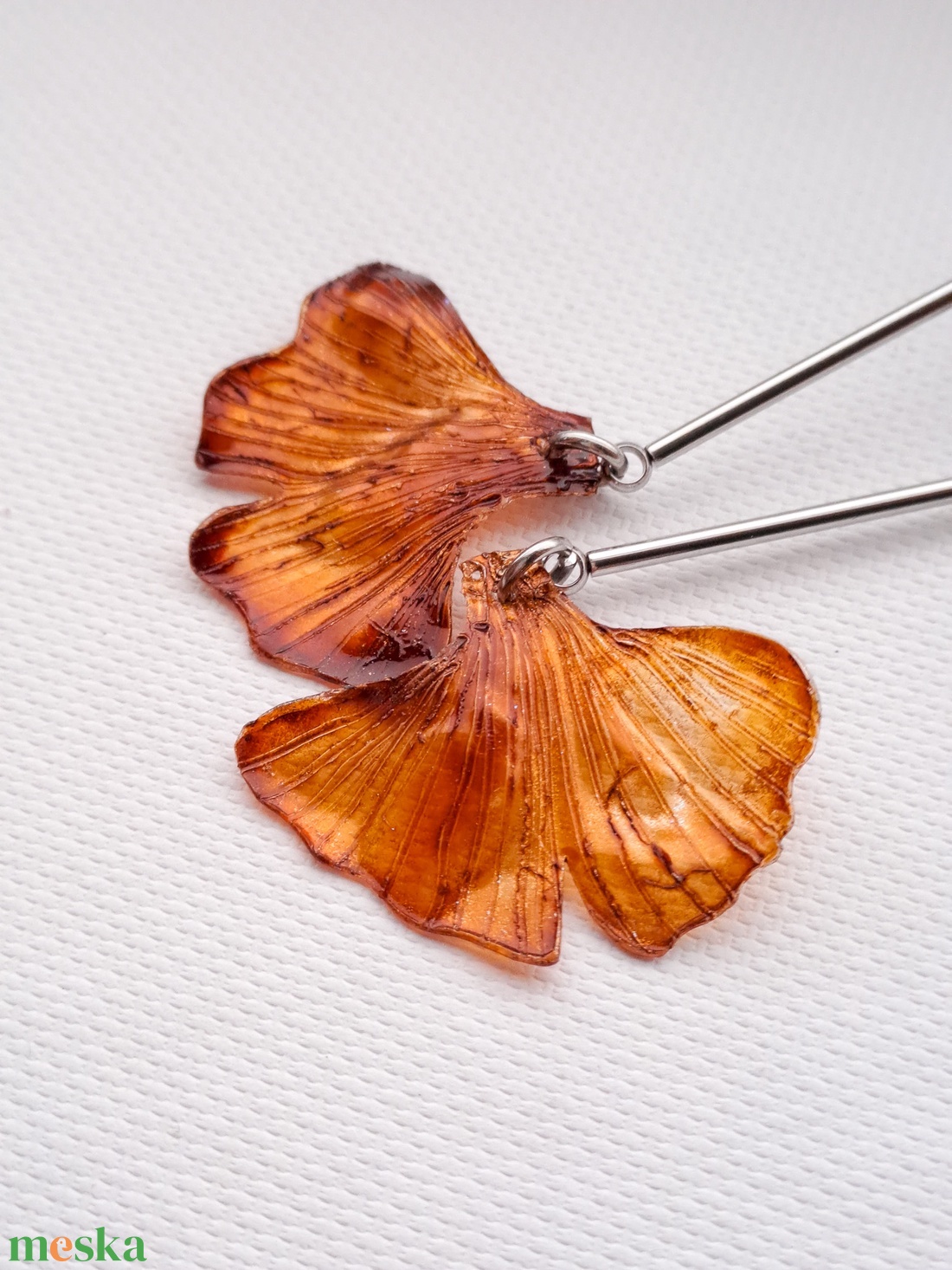 Ginkgo fülbevaló - fenntartható ékszer - ékszer - fülbevaló - lógó fülbevaló - Meska.hu
