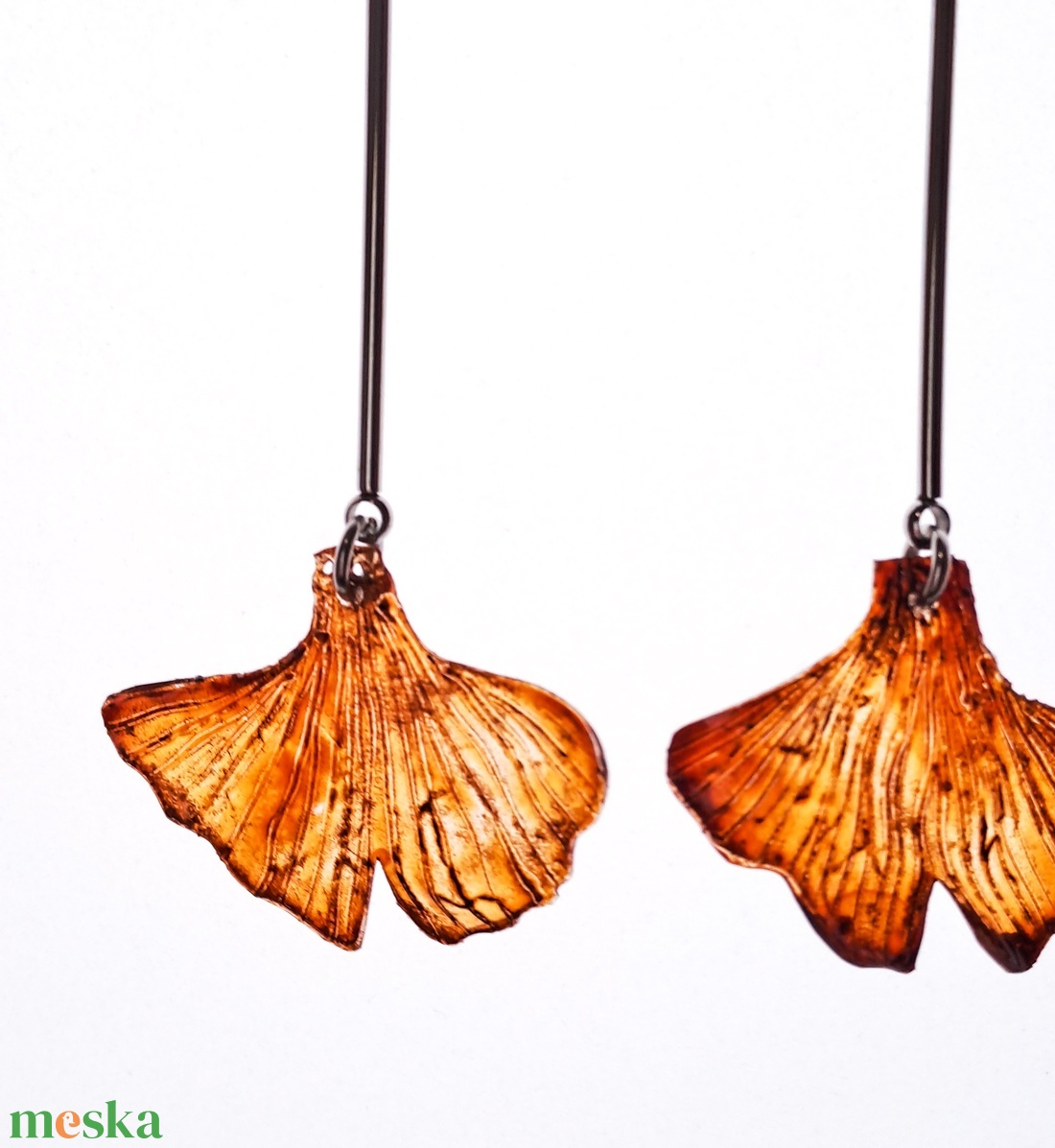 Ginkgo fülbevaló - fenntartható ékszer - ékszer - fülbevaló - lógó fülbevaló - Meska.hu