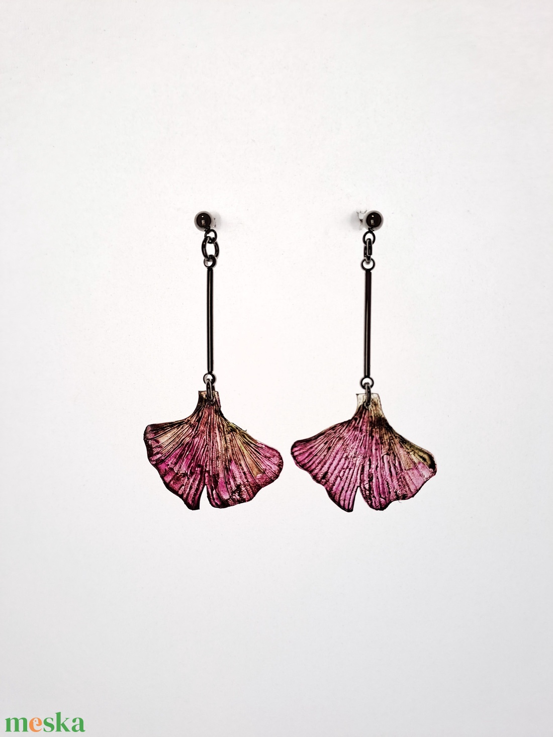 Ginkgo fülbevaló - fenntartható ékszer - ékszer - fülbevaló - lógó fülbevaló - Meska.hu