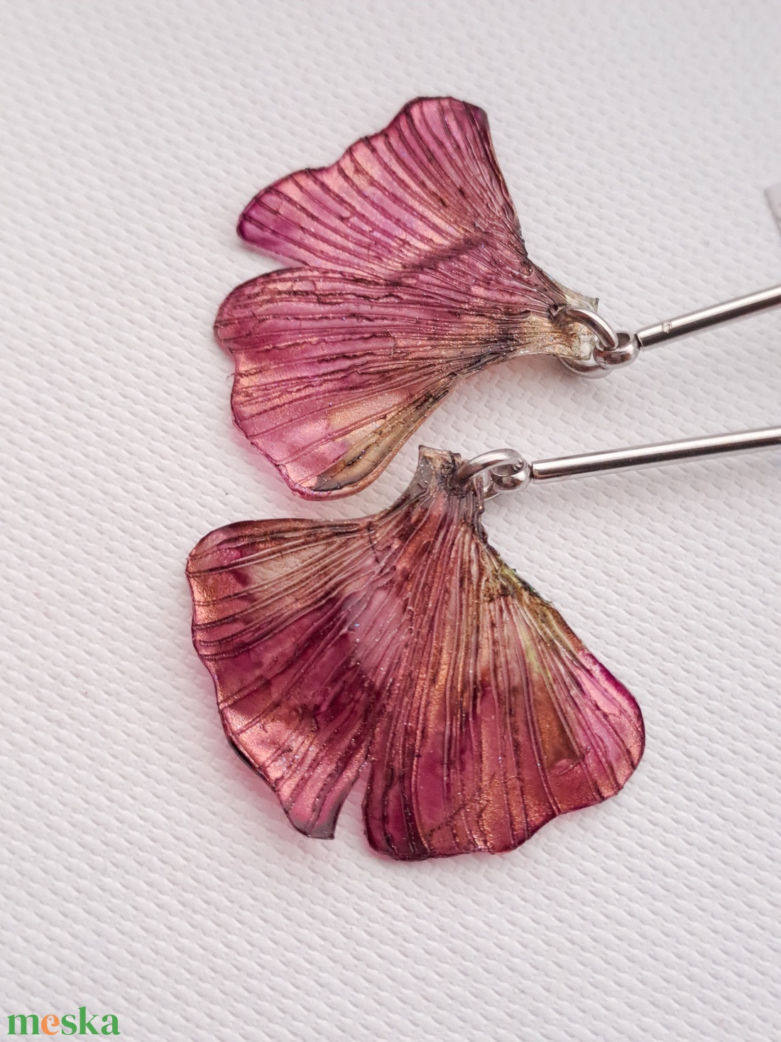 Ginkgo fülbevaló - fenntartható ékszer - ékszer - fülbevaló - lógó fülbevaló - Meska.hu