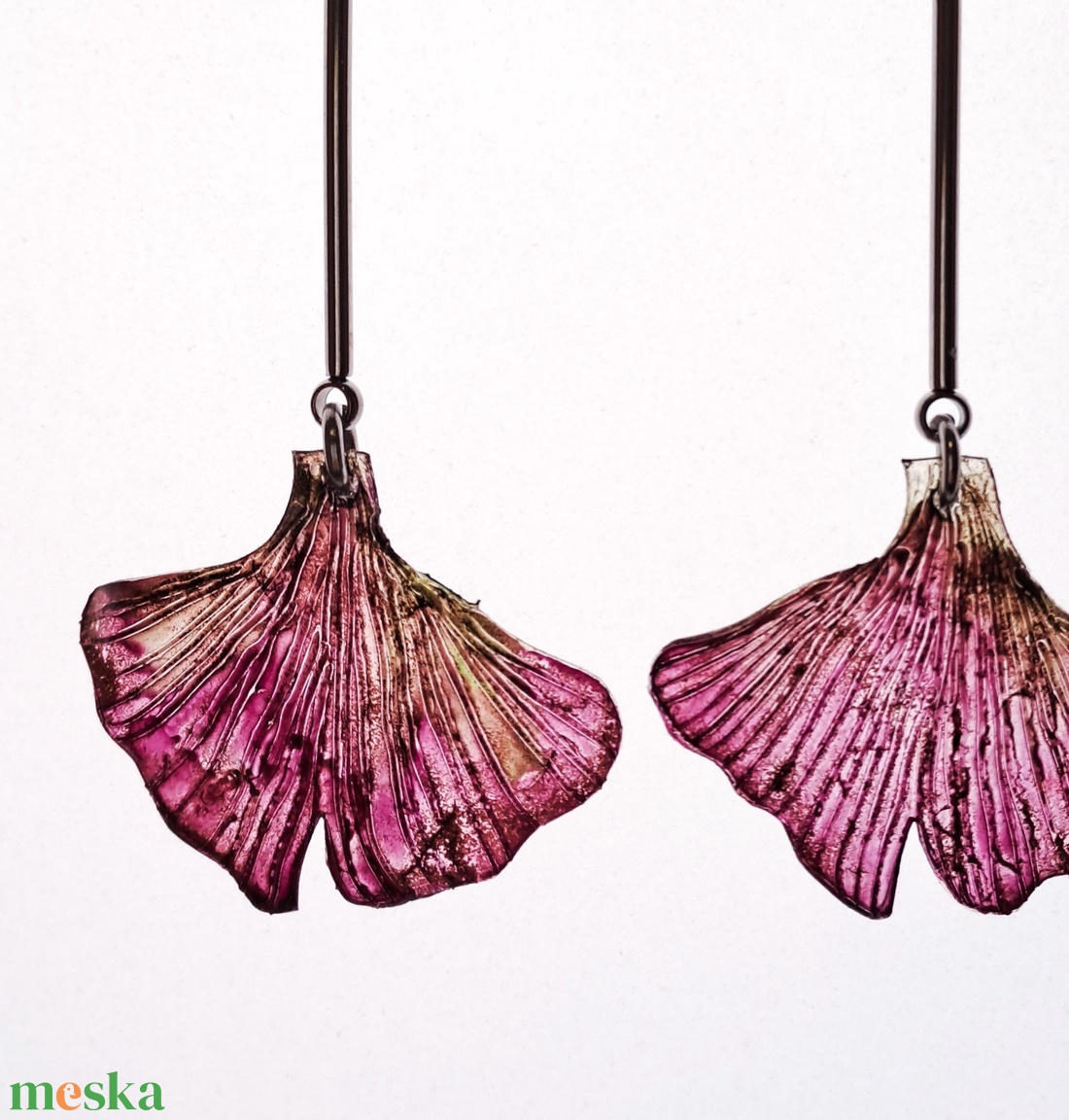 Ginkgo fülbevaló - fenntartható ékszer - ékszer - fülbevaló - lógó fülbevaló - Meska.hu