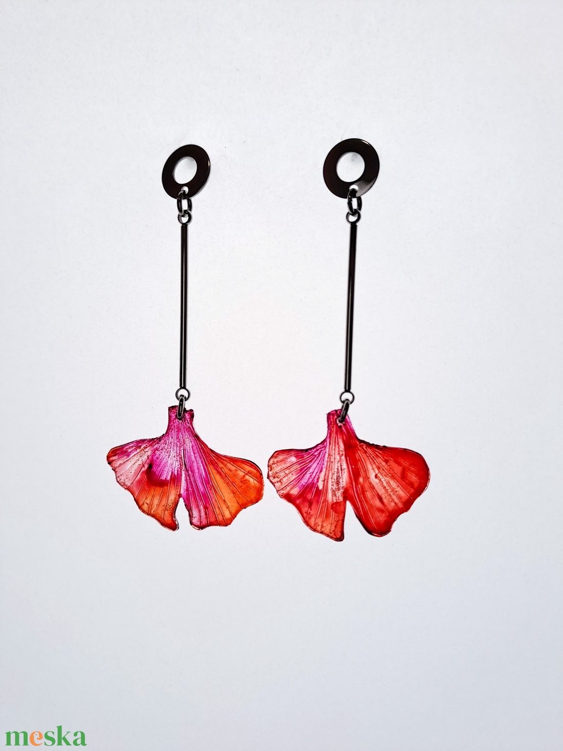 Ginkgo fülbevaló - fenntartható ékszer - ékszer - fülbevaló - lógó fülbevaló - Meska.hu