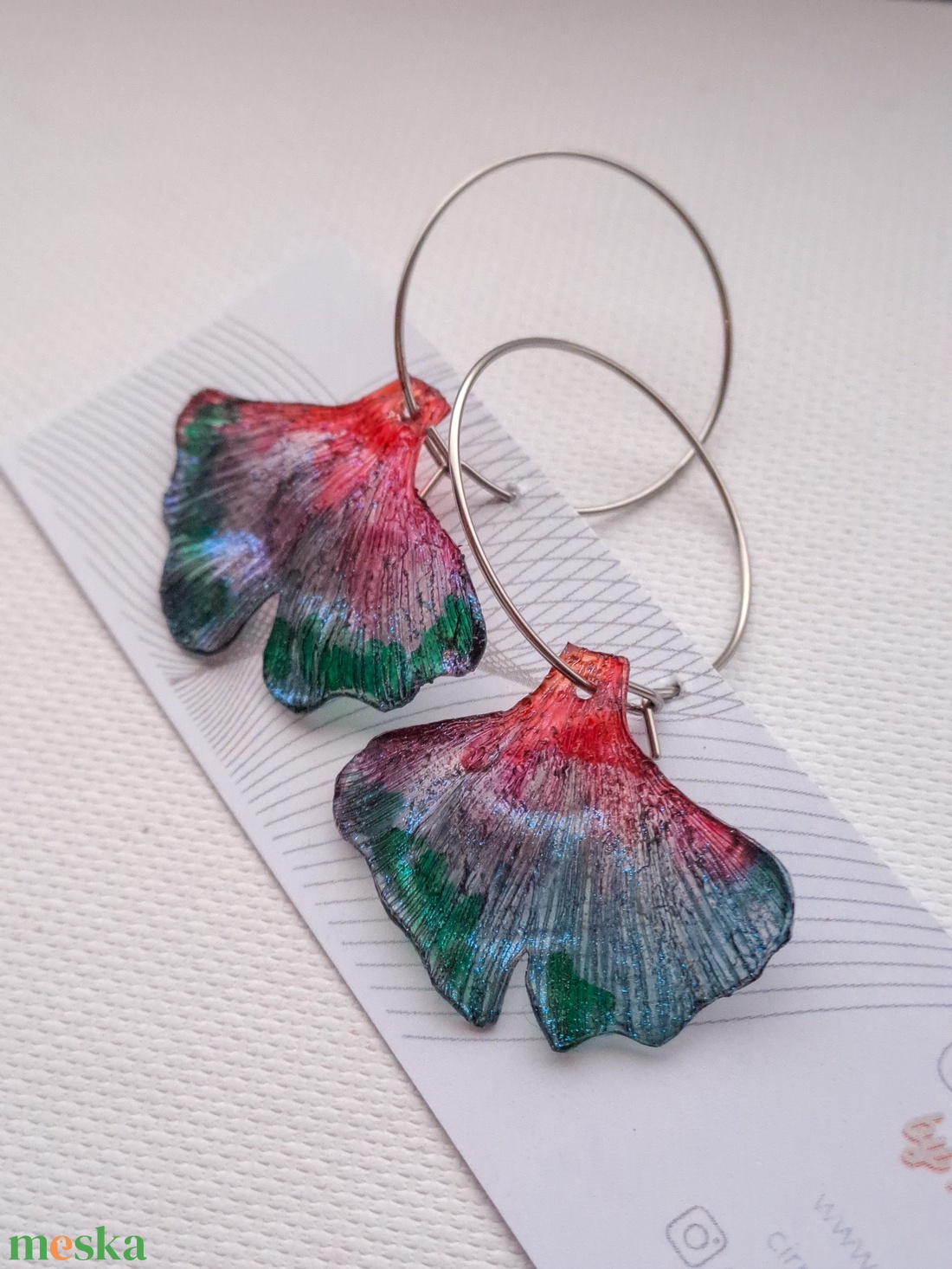 Ginkgo fülbevaló - fenntartható ékszer - ékszer - fülbevaló - lógó fülbevaló - Meska.hu