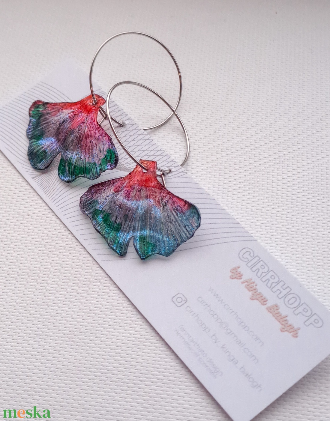 Ginkgo fülbevaló - fenntartható ékszer - ékszer - fülbevaló - lógó fülbevaló - Meska.hu