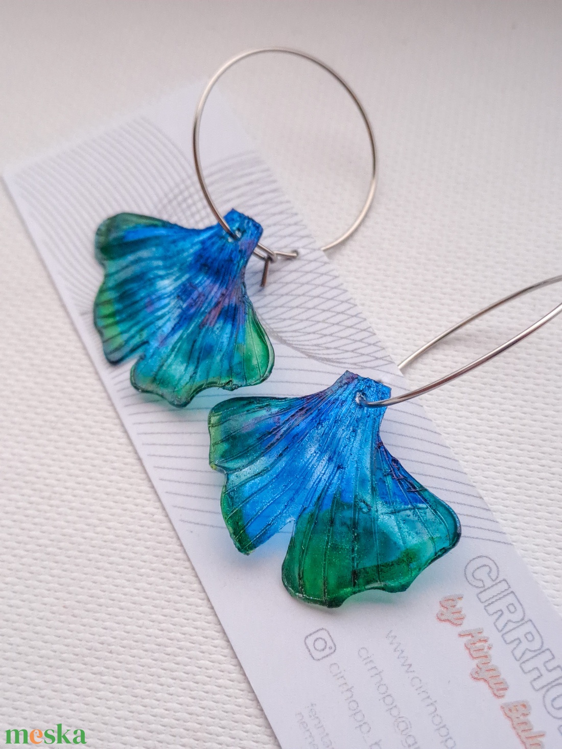 Ginkgo fülbevaló - fenntartható ékszer - ékszer - fülbevaló - lógó fülbevaló - Meska.hu