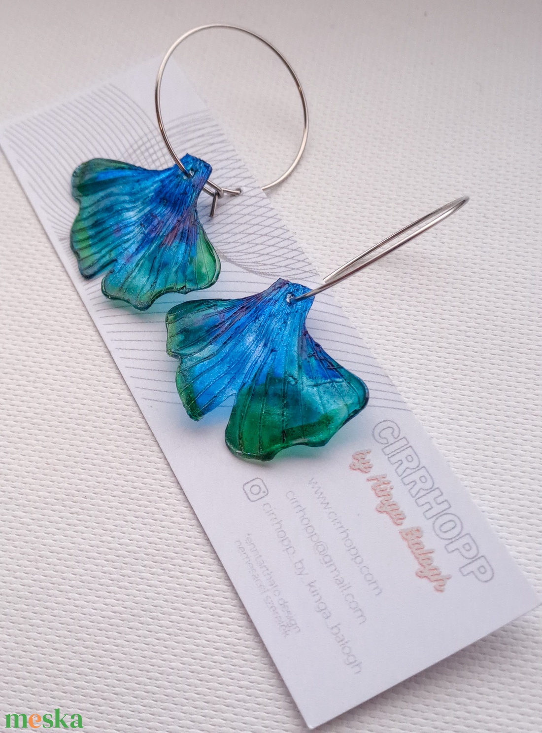 Ginkgo fülbevaló - fenntartható ékszer - ékszer - fülbevaló - lógó fülbevaló - Meska.hu