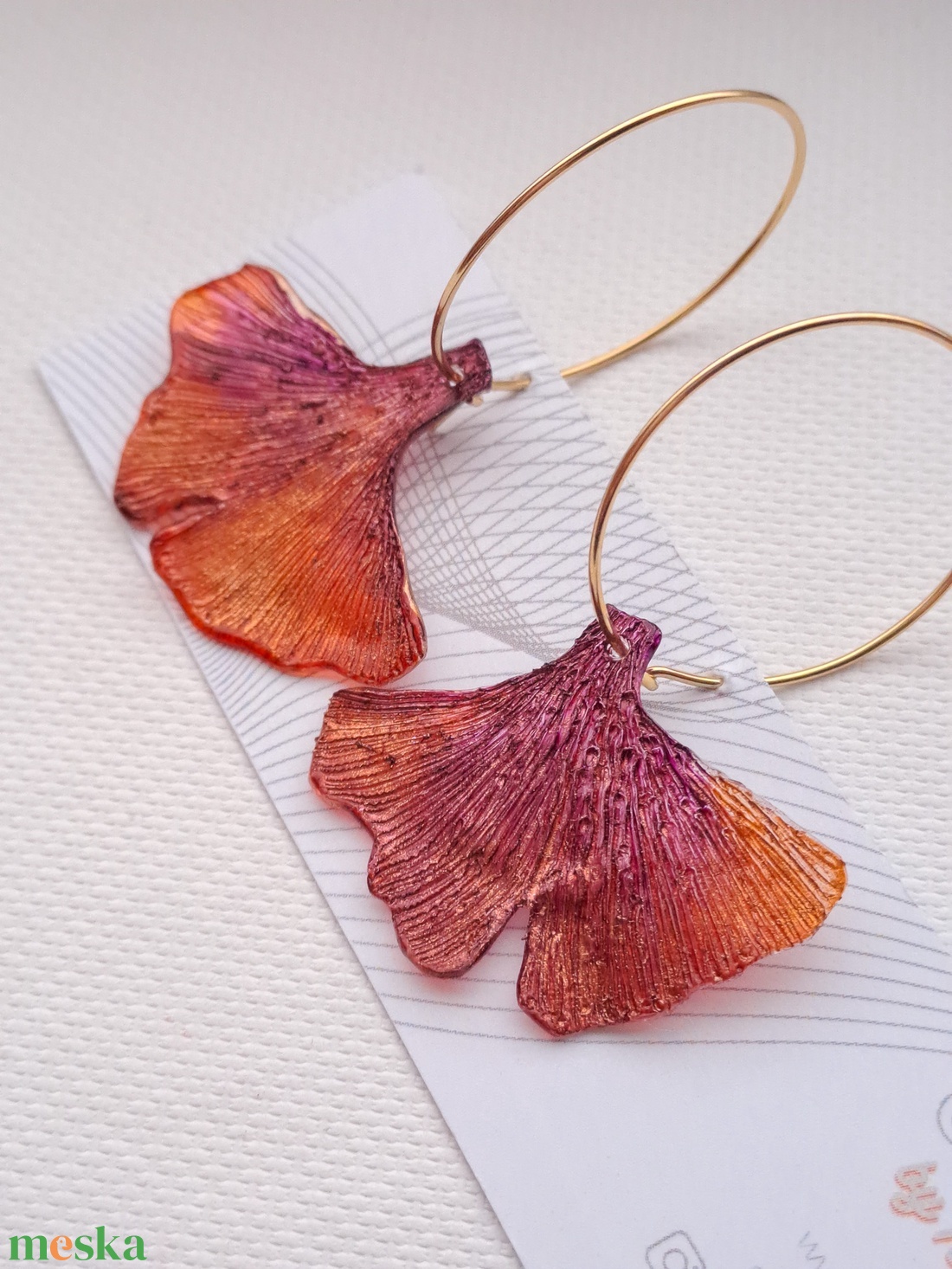 Ginkgo fülbevaló - fenntartható ékszer - ékszer - fülbevaló - lógó fülbevaló - Meska.hu