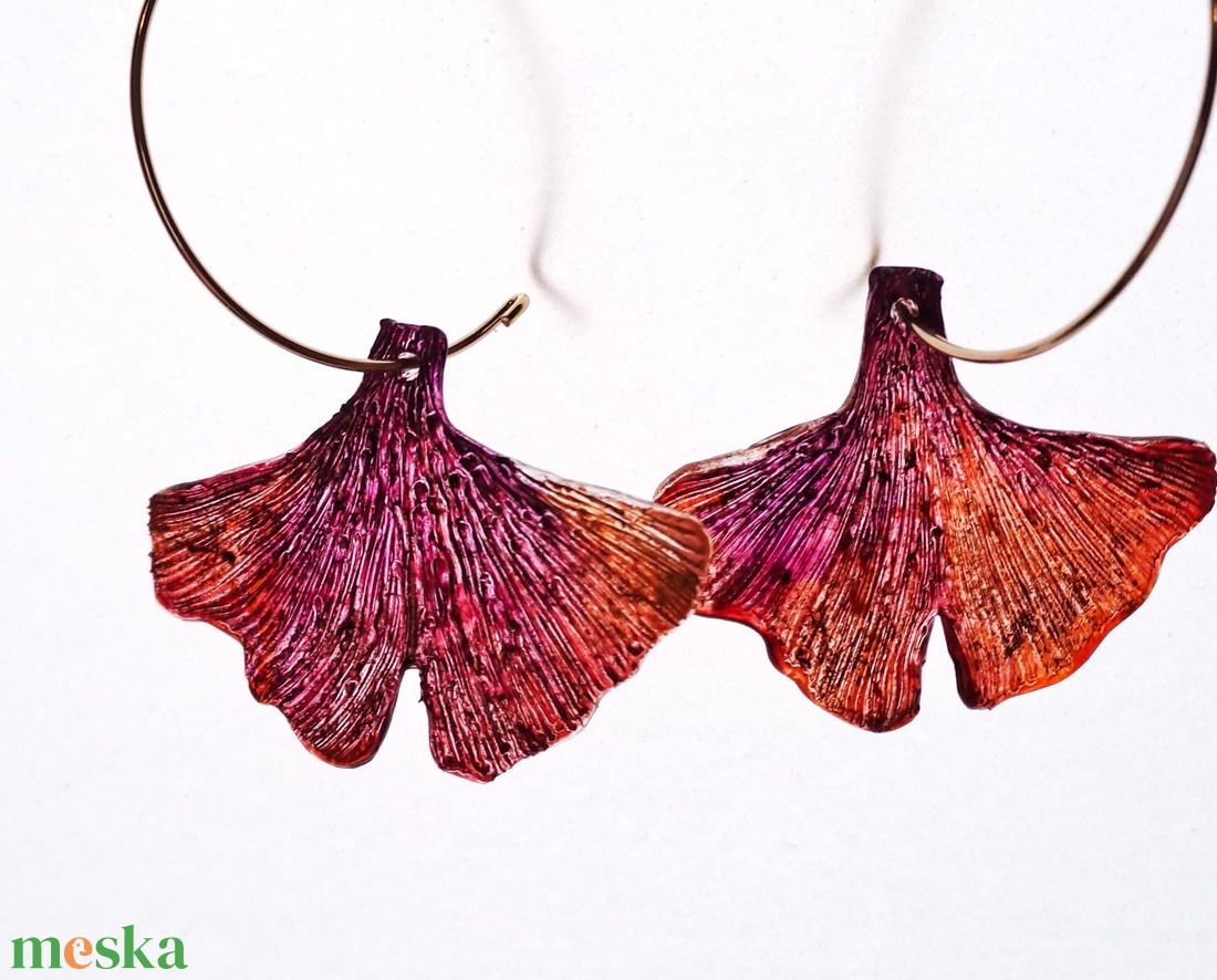 Ginkgo fülbevaló - fenntartható ékszer - ékszer - fülbevaló - lógó fülbevaló - Meska.hu