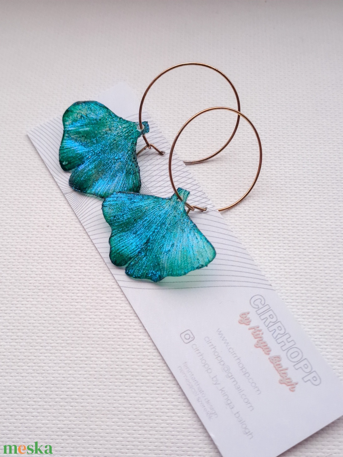 Ginkgo fülbevaló - fenntartható ékszer - ékszer - fülbevaló - lógó fülbevaló - Meska.hu