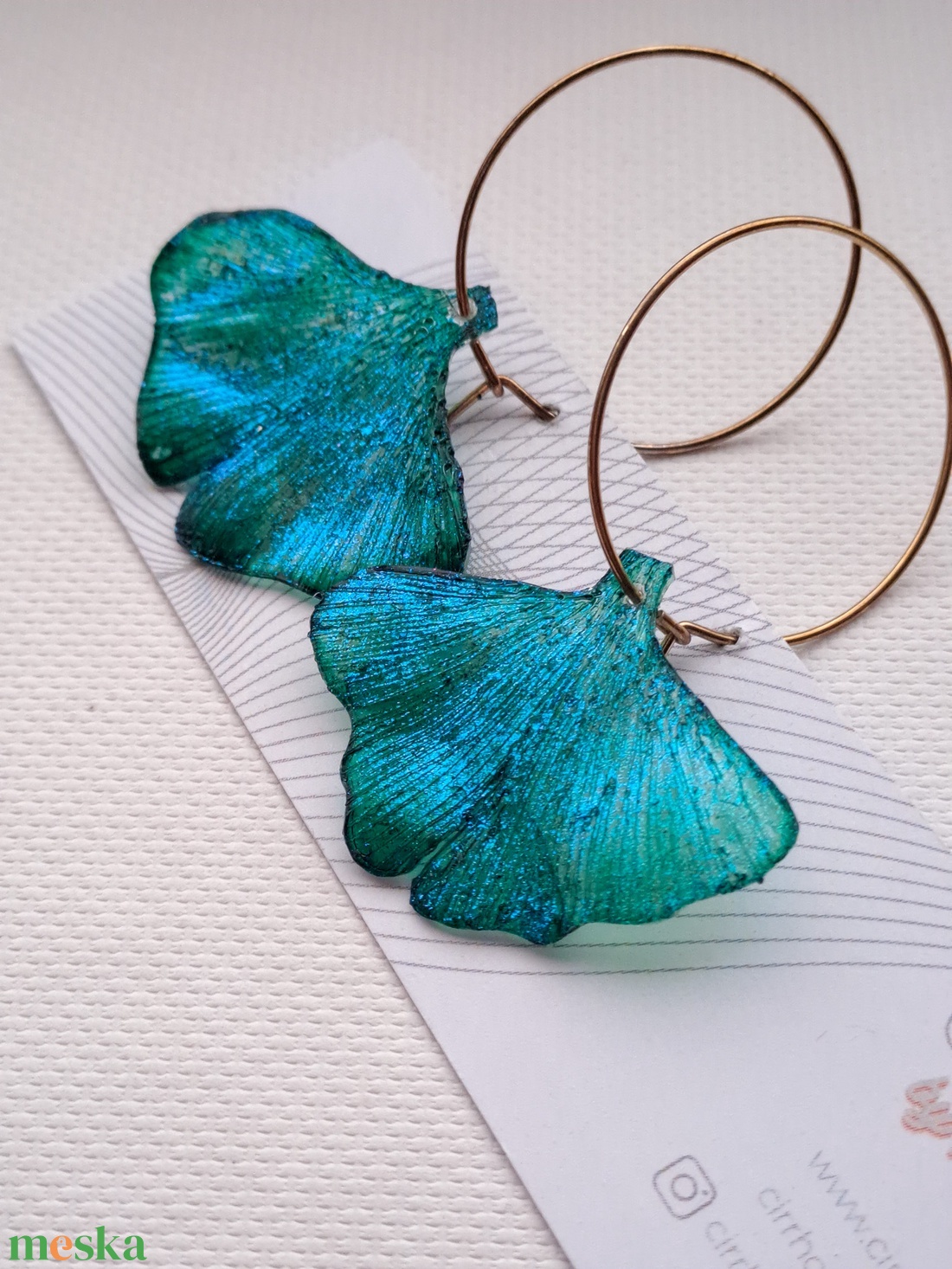 Ginkgo fülbevaló - fenntartható ékszer - ékszer - fülbevaló - lógó fülbevaló - Meska.hu