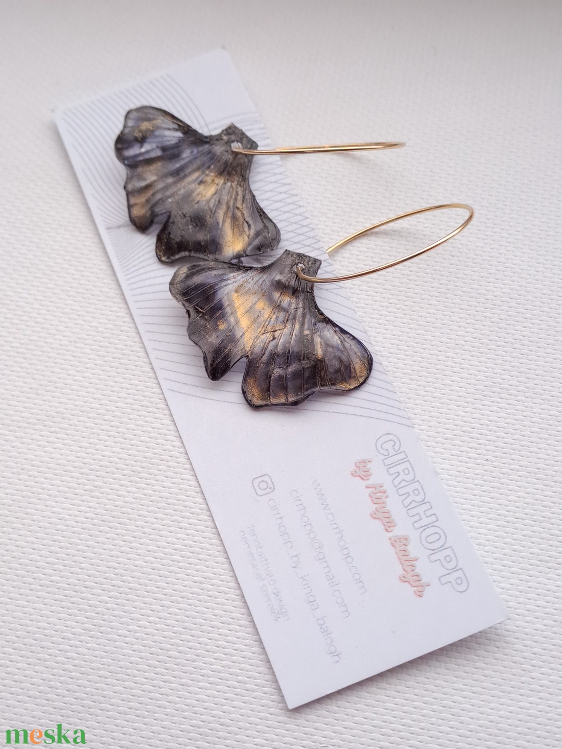 Ginkgo fülbevaló - fenntartható ékszer - ékszer - fülbevaló - lógó fülbevaló - Meska.hu