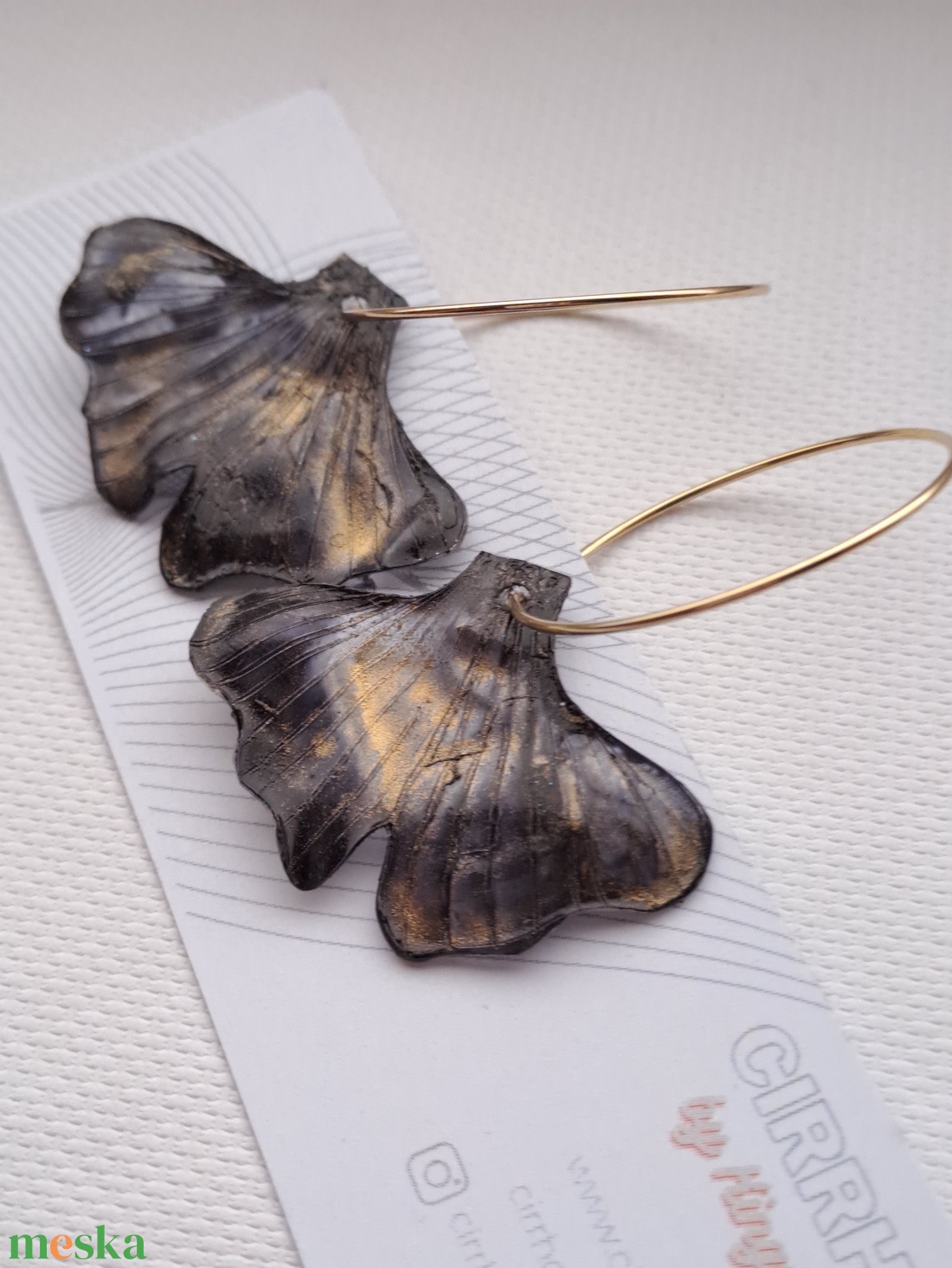 Ginkgo fülbevaló - fenntartható ékszer - ékszer - fülbevaló - lógó fülbevaló - Meska.hu