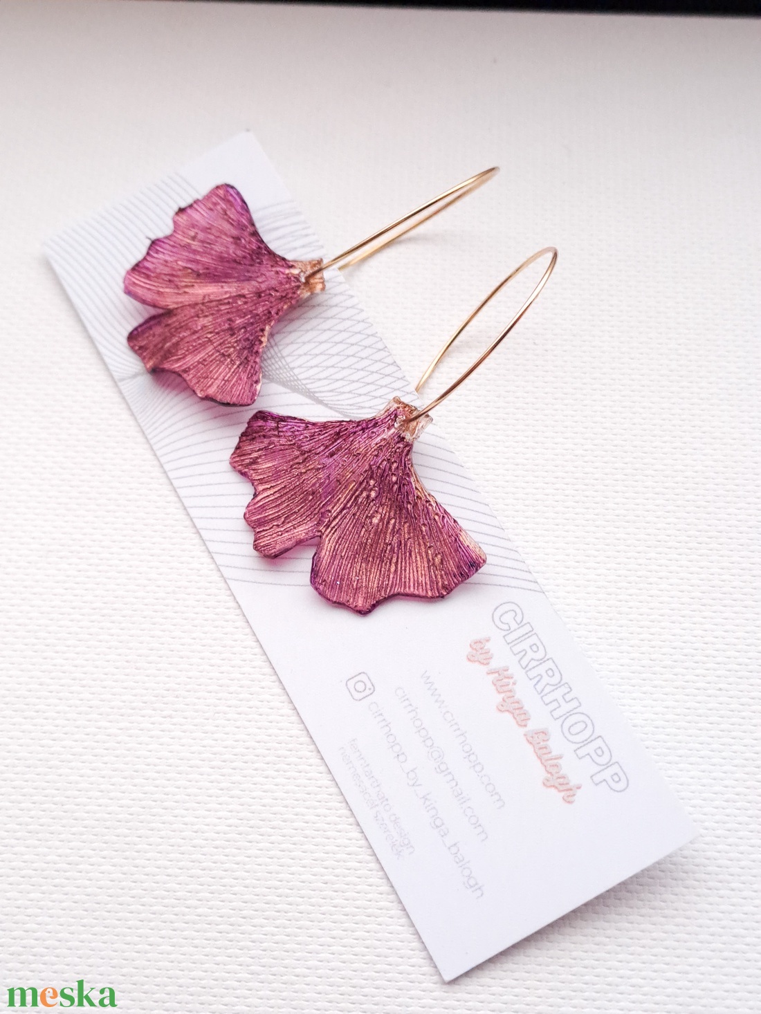 Ginkgo fülbevaló - fenntartható ékszer - ékszer - fülbevaló - lógó fülbevaló - Meska.hu