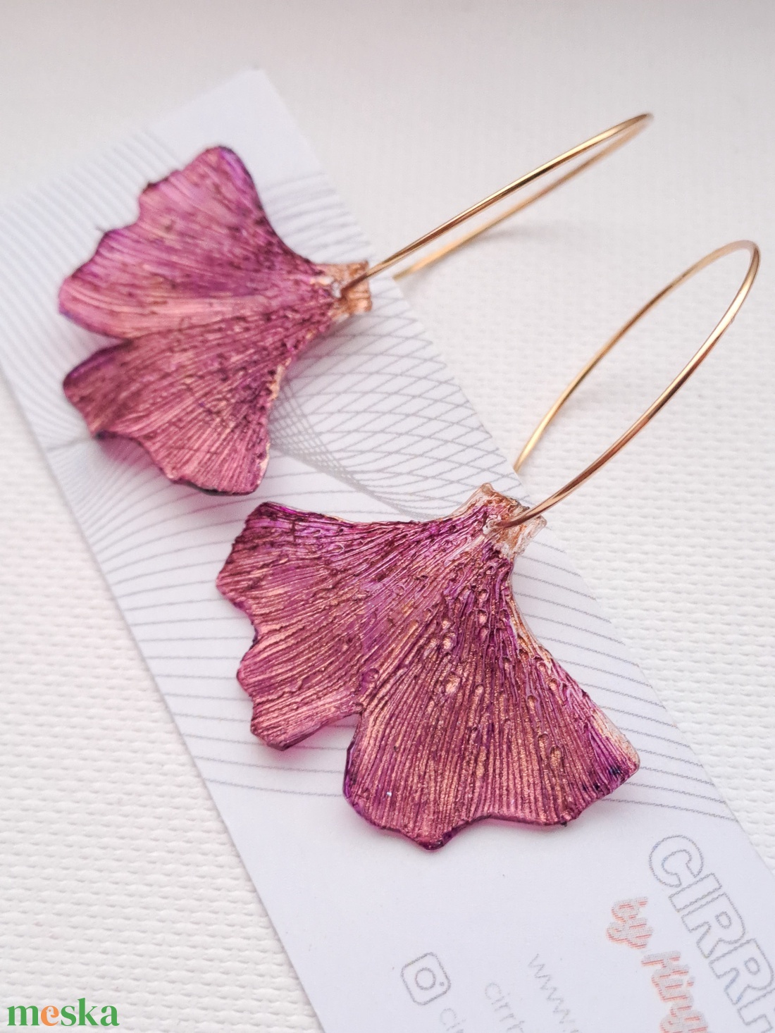 Ginkgo fülbevaló - fenntartható ékszer - ékszer - fülbevaló - lógó fülbevaló - Meska.hu
