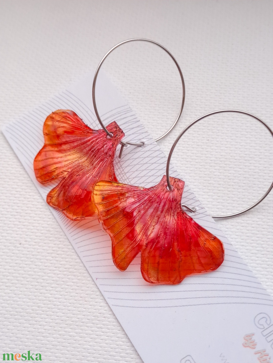 Ginkgo fülbevaló - fenntartható ékszer - ékszer - fülbevaló - lógó fülbevaló - Meska.hu