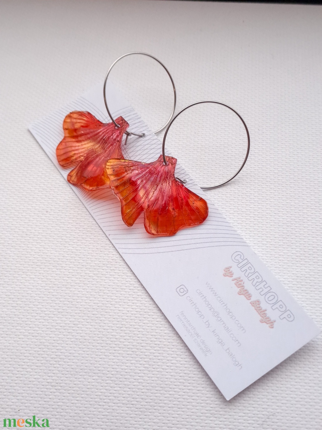 Ginkgo fülbevaló - fenntartható ékszer - ékszer - fülbevaló - lógó fülbevaló - Meska.hu