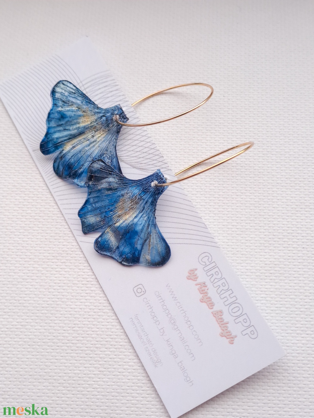 Ginkgo fülbevaló - fenntartható ékszer - ékszer - fülbevaló - lógó fülbevaló - Meska.hu