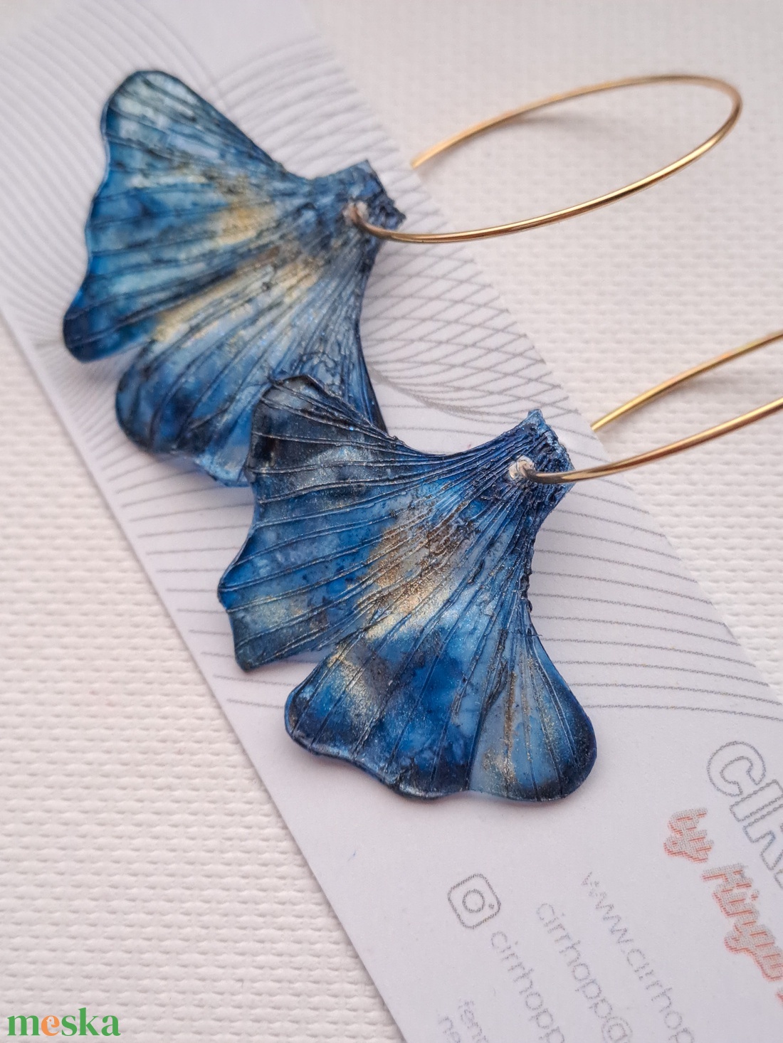 Ginkgo fülbevaló - fenntartható ékszer - ékszer - fülbevaló - lógó fülbevaló - Meska.hu