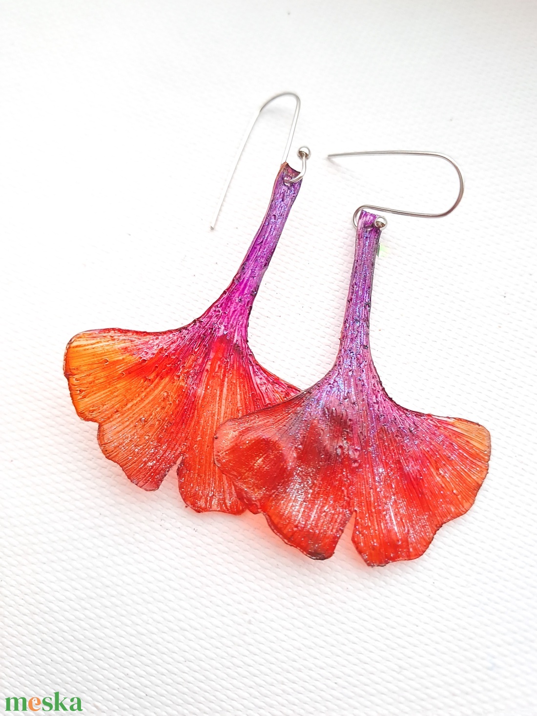 Ginkgo fülbevaló - fenntartható ékszer - ékszer - fülbevaló - lógó fülbevaló - Meska.hu