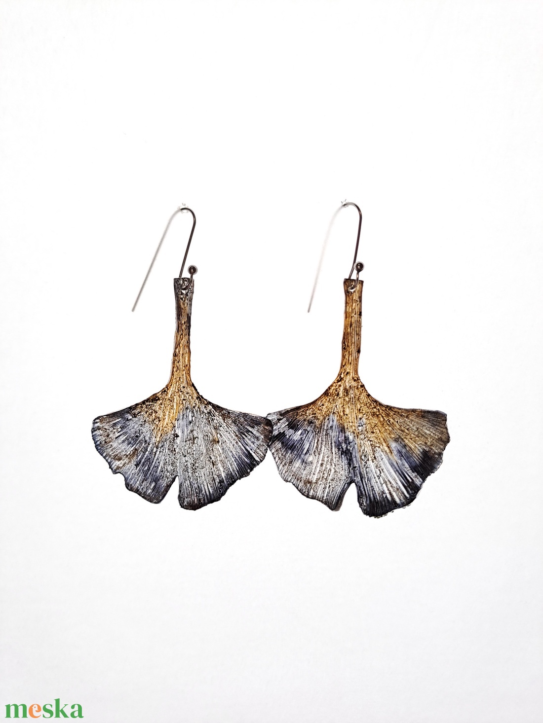 Ginkgo fülbevaló - fenntartható ékszer - ékszer - fülbevaló - lógó fülbevaló - Meska.hu