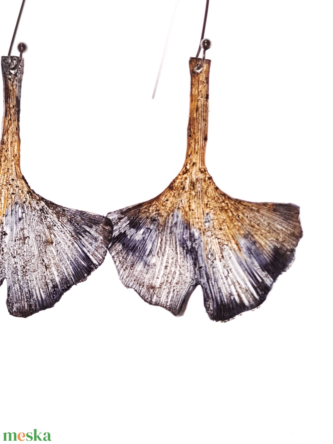 Ginkgo fülbevaló - fenntartható ékszer - ékszer - fülbevaló - lógó fülbevaló - Meska.hu