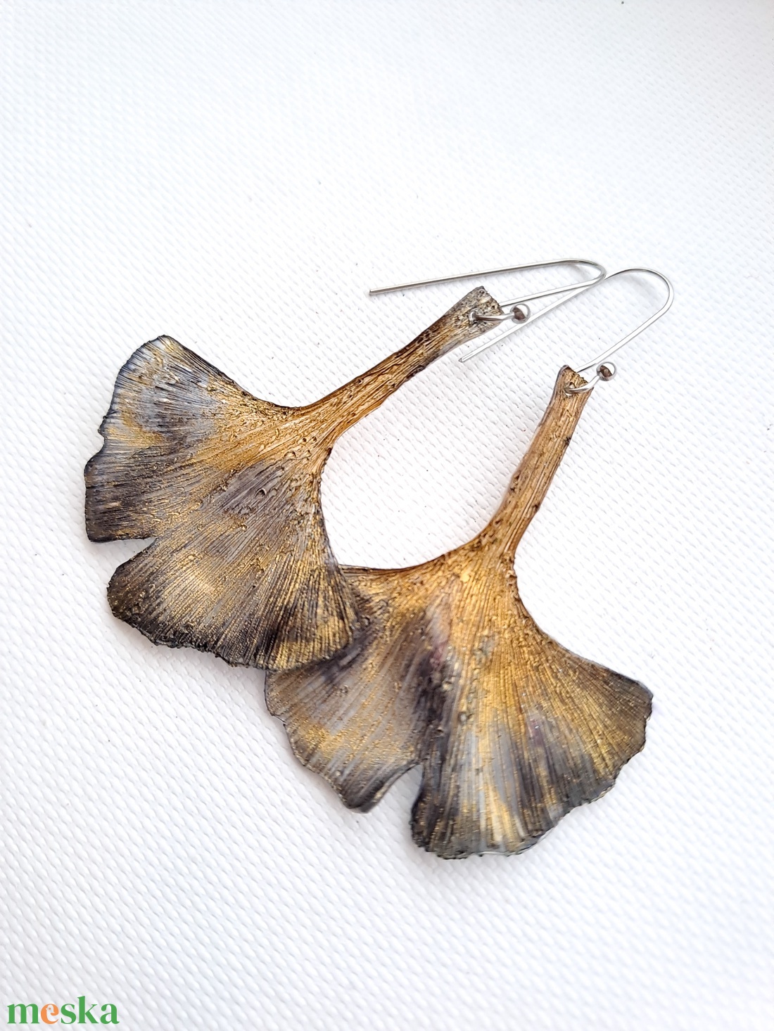 Ginkgo fülbevaló - fenntartható ékszer - ékszer - fülbevaló - lógó fülbevaló - Meska.hu