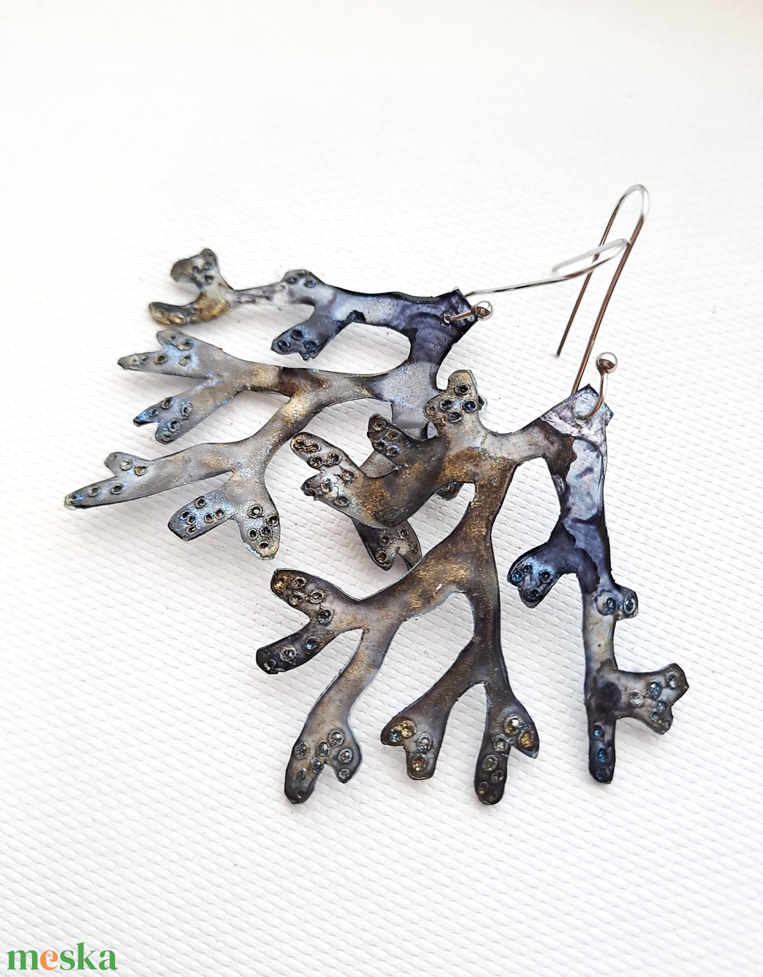 Korallág fülbevaló - fenntartható ékszer - ékszer - fülbevaló - lógó fülbevaló - Meska.hu