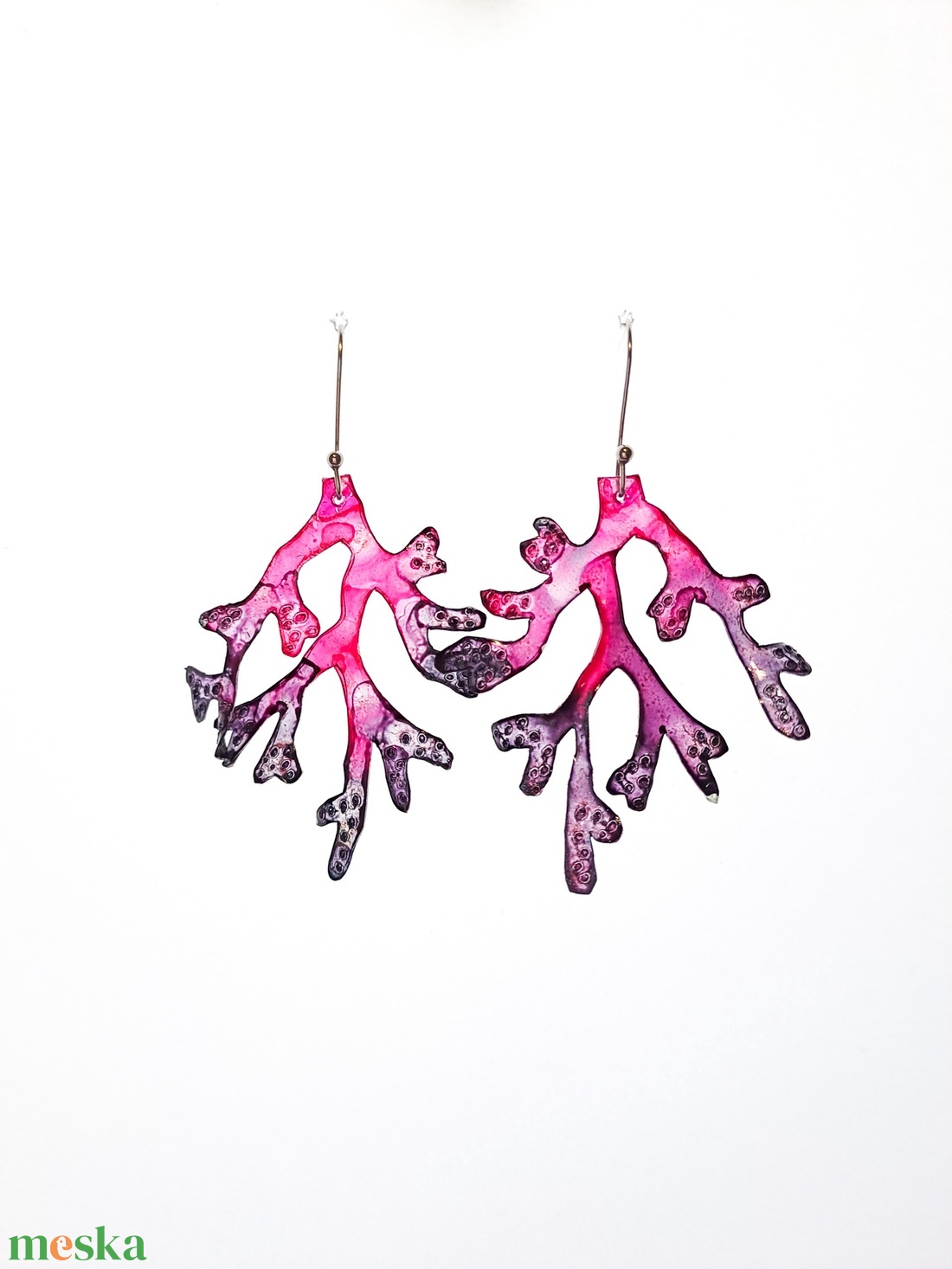 Korallág fülbevaló - fenntartható ékszer - ékszer - fülbevaló - lógó fülbevaló - Meska.hu