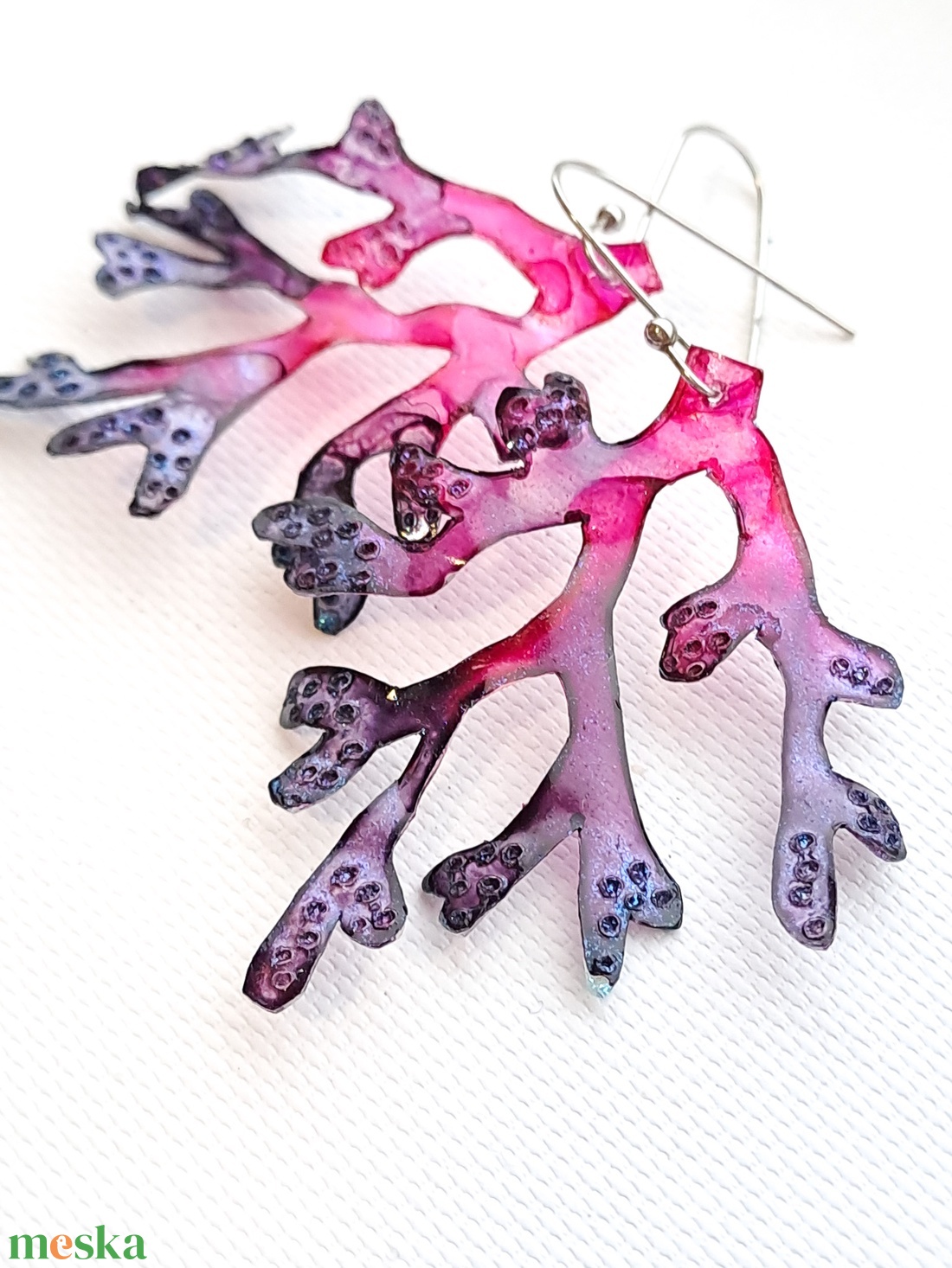 Korallág fülbevaló - fenntartható ékszer - ékszer - fülbevaló - lógó fülbevaló - Meska.hu