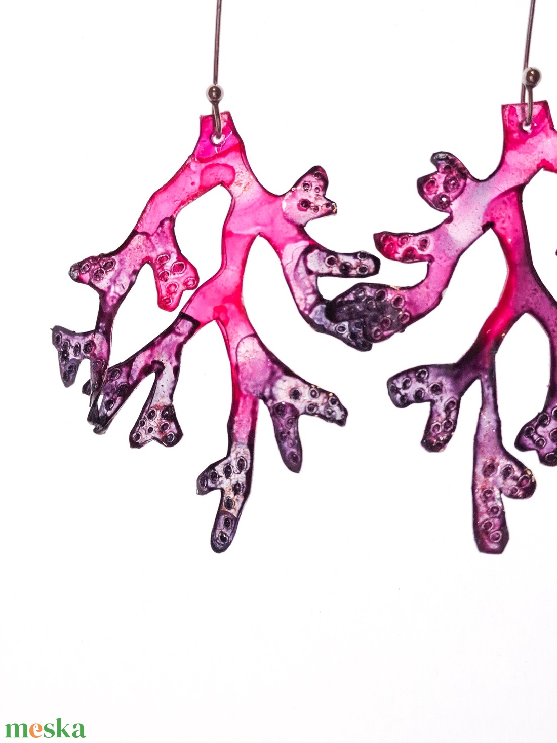 Korallág fülbevaló - fenntartható ékszer - ékszer - fülbevaló - lógó fülbevaló - Meska.hu