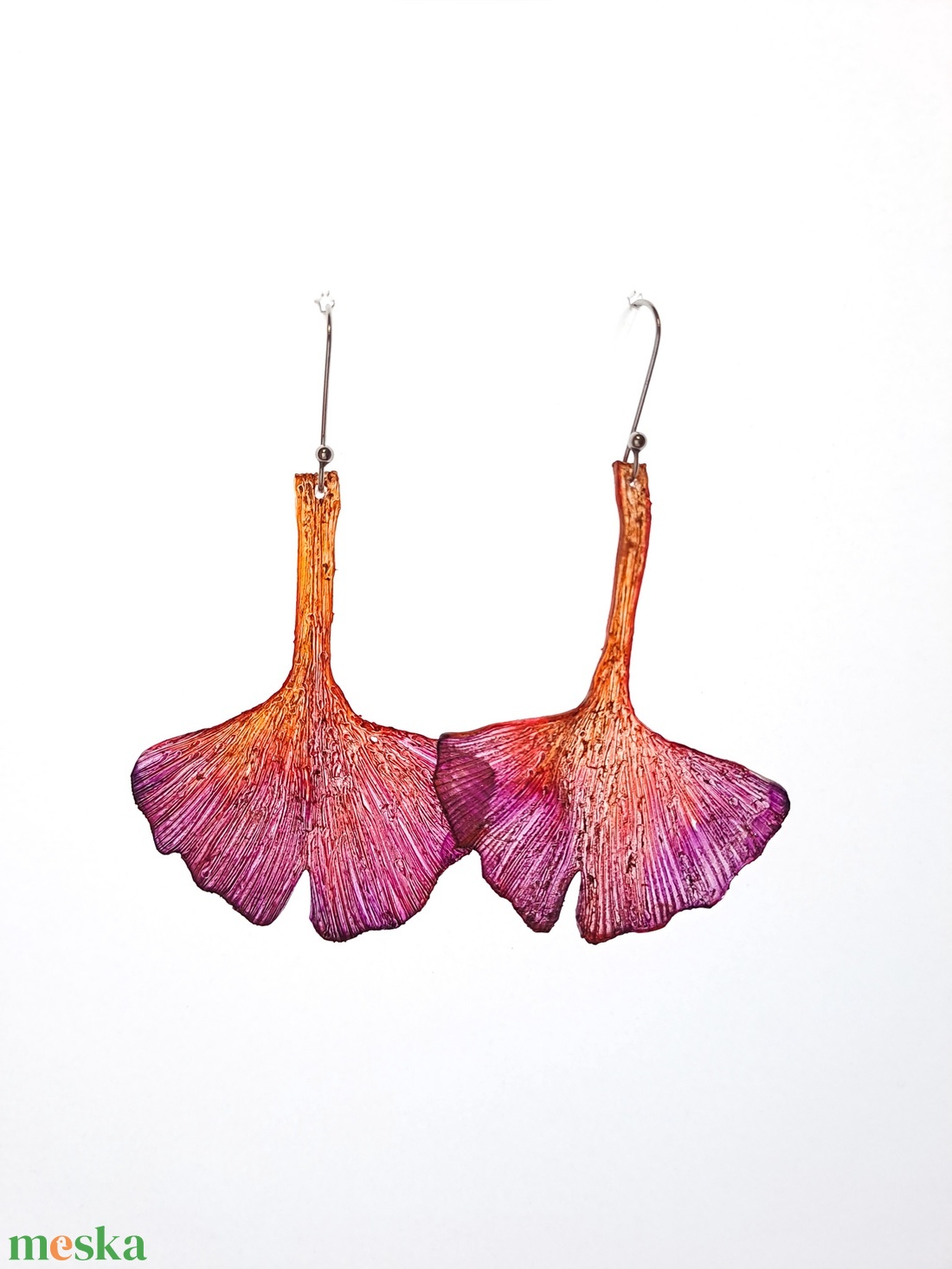 Ginkgo fülbevaló - fenntartható ékszer - ékszer - fülbevaló - lógó fülbevaló - Meska.hu