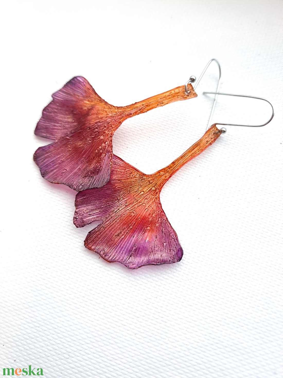 Ginkgo fülbevaló - fenntartható ékszer - ékszer - fülbevaló - lógó fülbevaló - Meska.hu