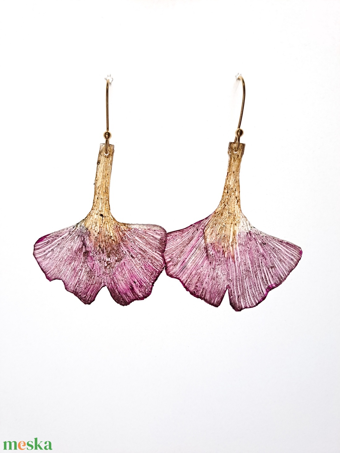 Ginkgo fülbevaló - fenntartható ékszer - ékszer - fülbevaló - lógó fülbevaló - Meska.hu