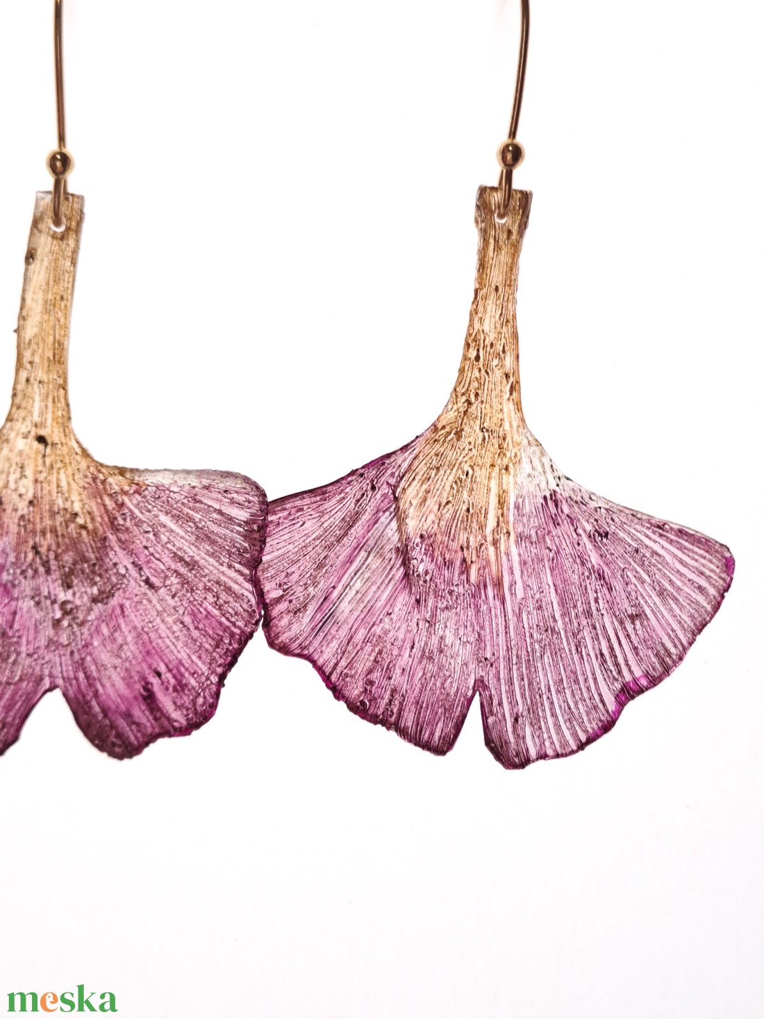 Ginkgo fülbevaló - fenntartható ékszer - ékszer - fülbevaló - lógó fülbevaló - Meska.hu