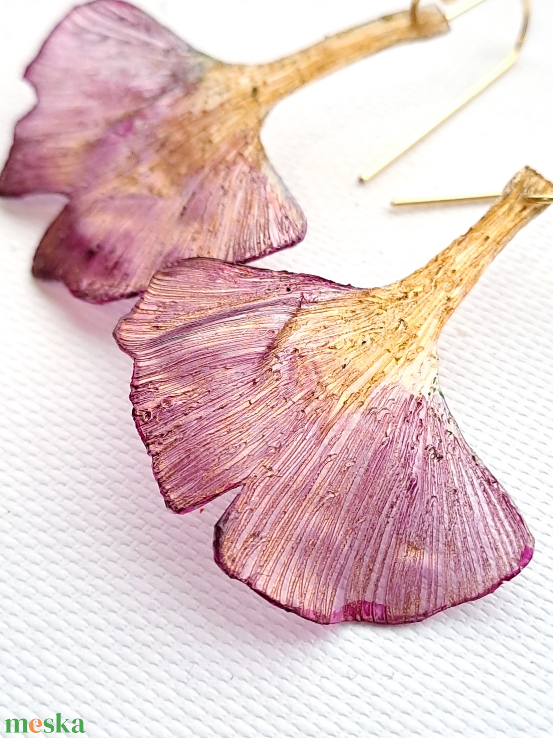 Ginkgo fülbevaló - fenntartható ékszer - ékszer - fülbevaló - lógó fülbevaló - Meska.hu