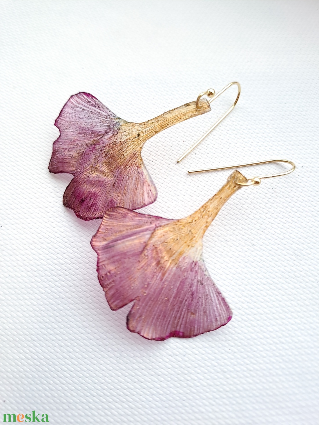 Ginkgo fülbevaló - fenntartható ékszer - ékszer - fülbevaló - lógó fülbevaló - Meska.hu
