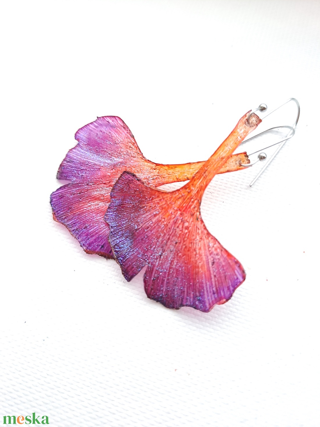 Ginkgo fülbevaló - fenntartható ékszer - ékszer - fülbevaló - lógó fülbevaló - Meska.hu