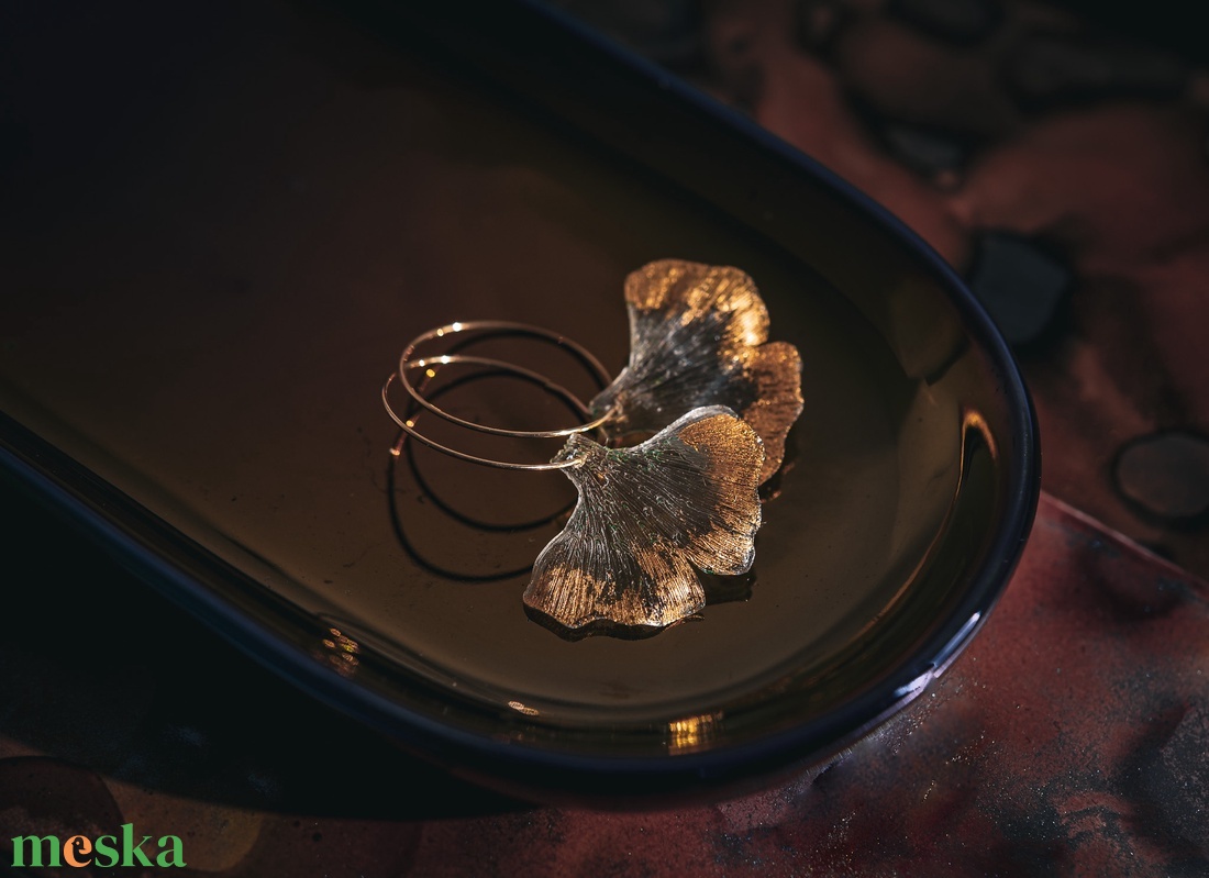 Ginkgo fülbevaló - fenntartható ékszer - ékszer - fülbevaló - lógó fülbevaló - Meska.hu