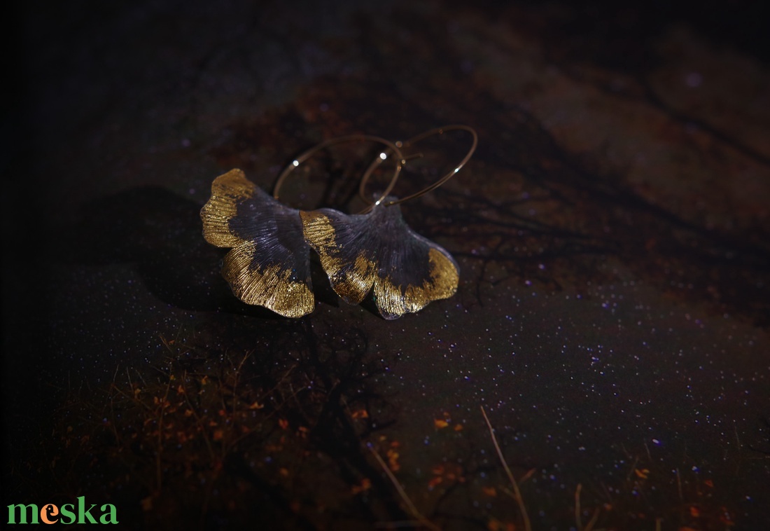 Ginkgo fülbevaló - fenntartható ékszer - ékszer - fülbevaló - lógó fülbevaló - Meska.hu