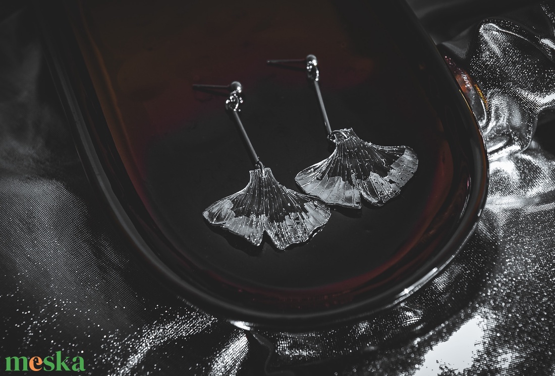 Ginkgo fülbevaló - fenntartható ékszer - ékszer - fülbevaló - lógó fülbevaló - Meska.hu