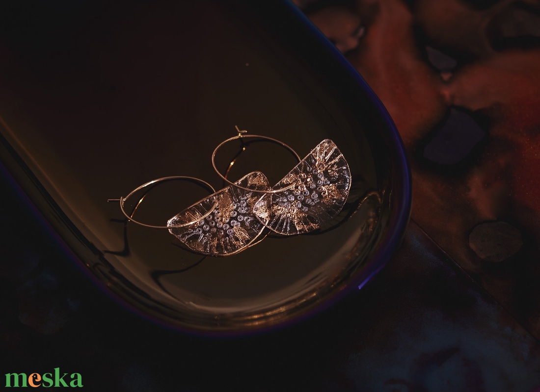 Félkör fülbevaló - fenntartható ékszer - ékszer - fülbevaló - lógó fülbevaló - Meska.hu