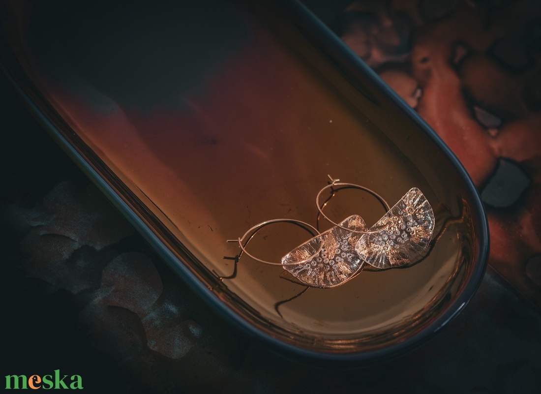 Félkör fülbevaló - fenntartható ékszer - ékszer - fülbevaló - lógó fülbevaló - Meska.hu