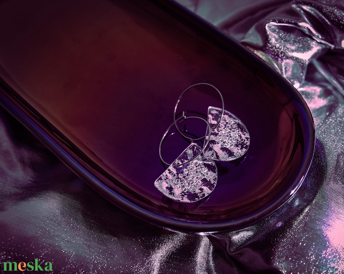 Félkör fülbevaló - fenntartható ékszer - ékszer - fülbevaló - lógó fülbevaló - Meska.hu