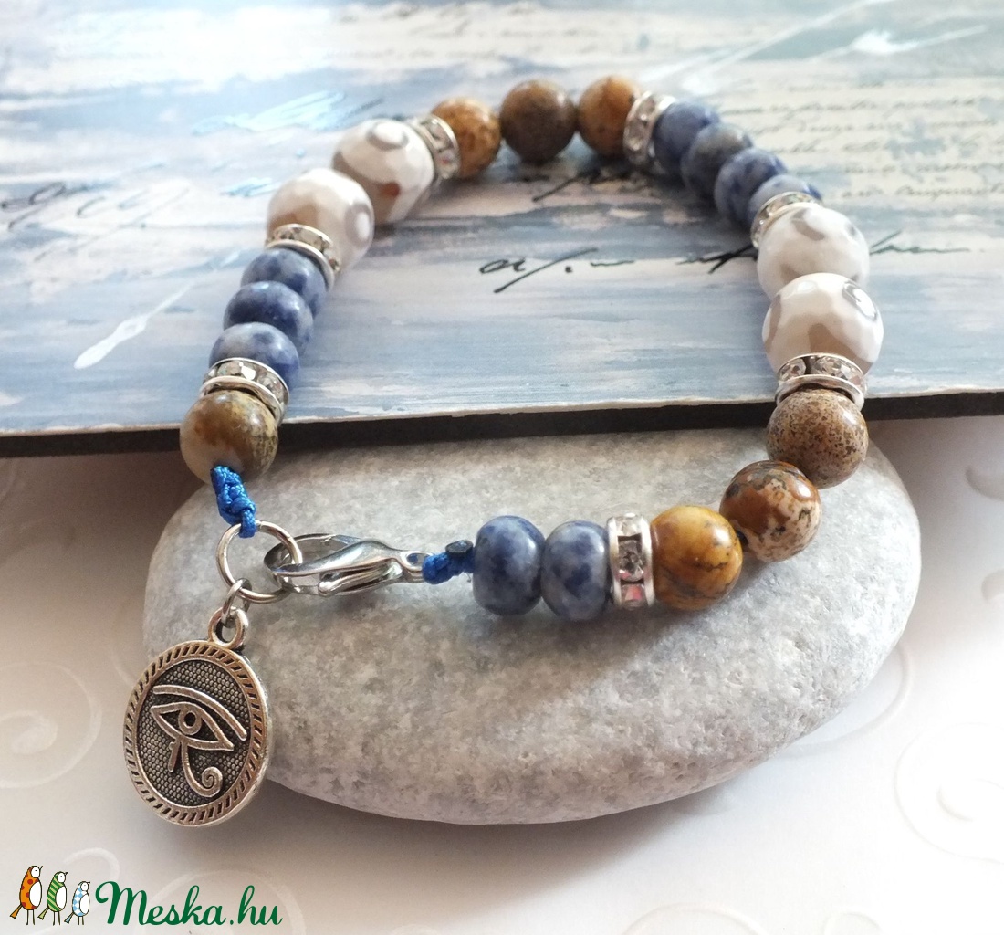 Hórusz szeme... ásványgyöngy karkötő -  - Meska.hu
