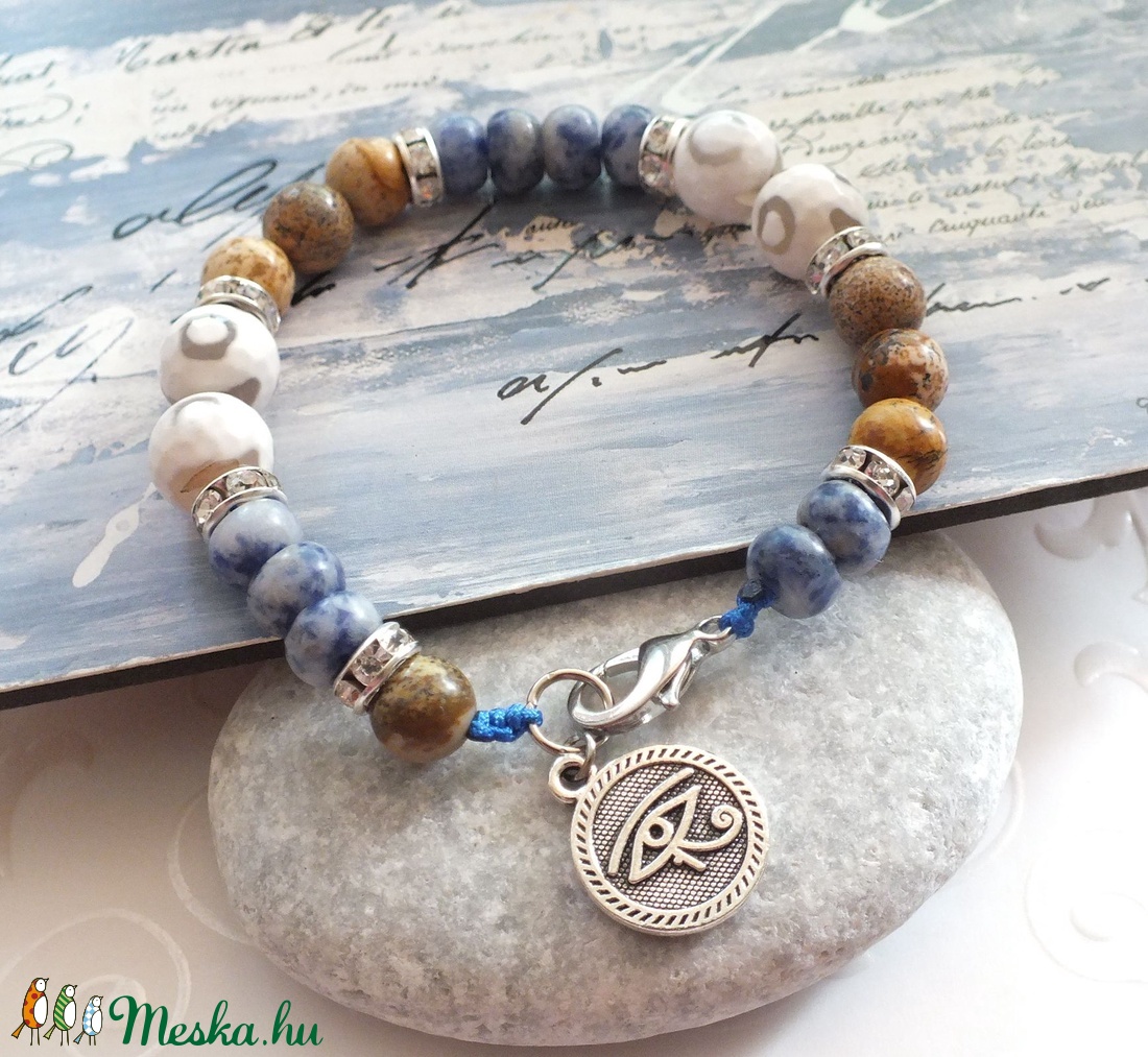 Hórusz szeme... ásványgyöngy karkötő -  - Meska.hu